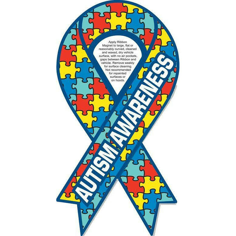 Autism Awareness Ribbon Car Magnet 4" x 8" - Support Store