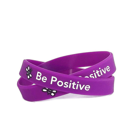 Be Positive Rubber Bracelet Wristband White Letters - Adult 8" - Support Store