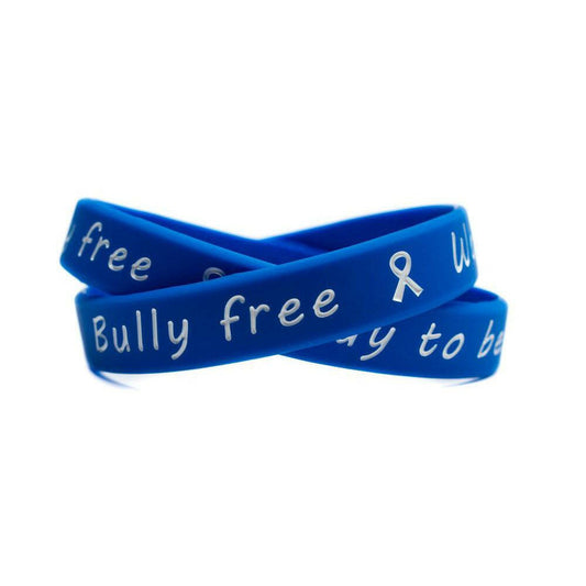 Bully free - Way to be! Blue and White Wristband - Adult 8" - Support Store