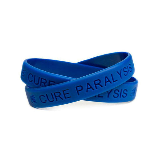 Cure Paralysis Blue Rubber Bracelet Wristband - Adult 8" - Support Store