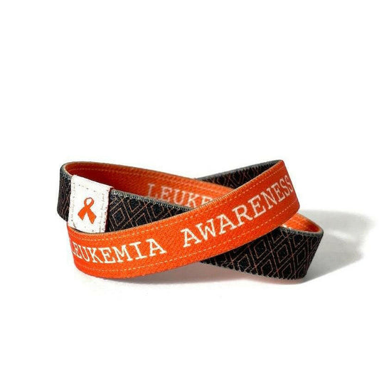 Eco Elastic Leukemia Awareness Orange Fabric Wristband - 8" Adult - Support Store