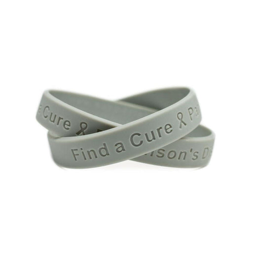 Find a Cure - Parkinson's Disease grey wristband - Adult 8" - Support Store