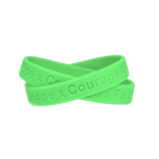 Hope Courage Faith Lime Green Rubber Wristband - Adult 8" - Support Store