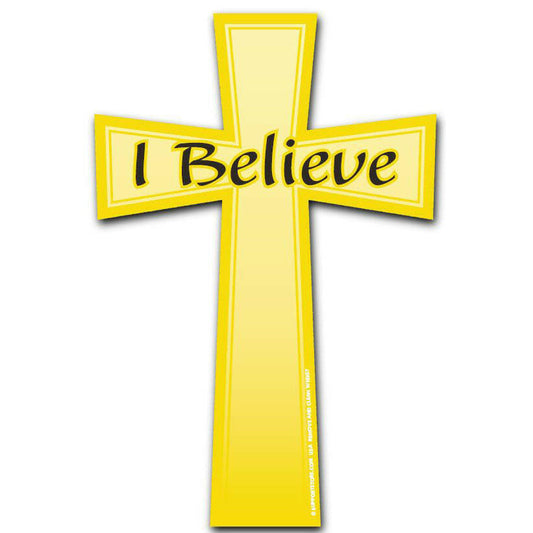 I Believe Car Magnet - Gold Christian Cross - Support Store