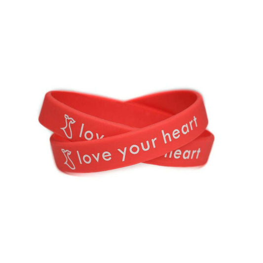 love your heart Red Dress Rubber Bracelet Wristband - Adult 8" - Support Store