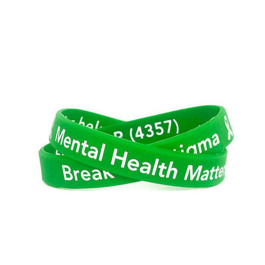 Mental Health Awareness Green Rubber Bracelet Wristband - Adult 8" - Support Store