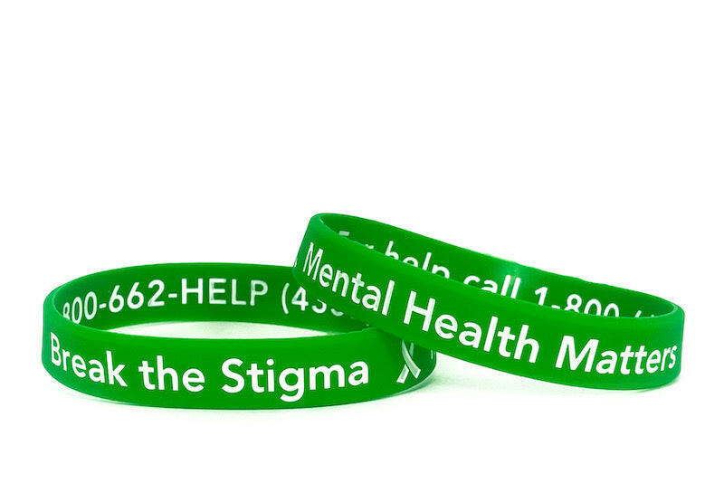 Mental Health Awareness Green Rubber Bracelet Wristband - Adult 8" - Support Store