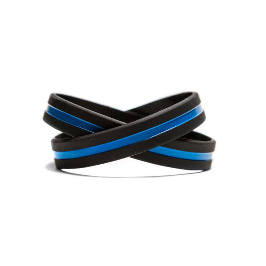 Thin Blue Line - Adult 8" Support Law Enforcement Black Wristband - Support Store