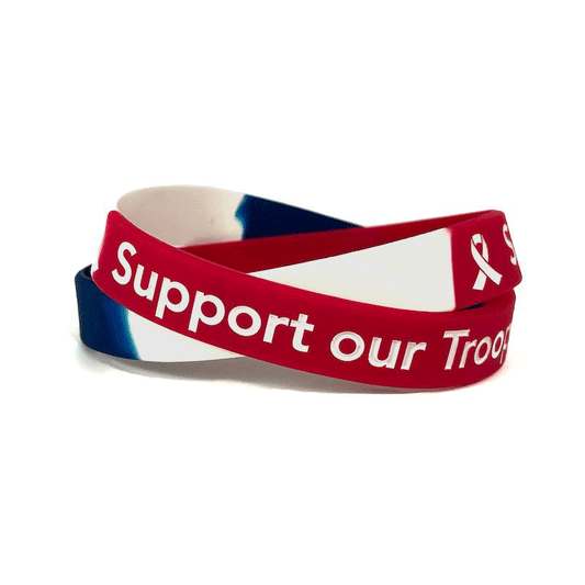 Support our Troops Red, White & Blue Rubber Wristband – Adult 8" - Support Store