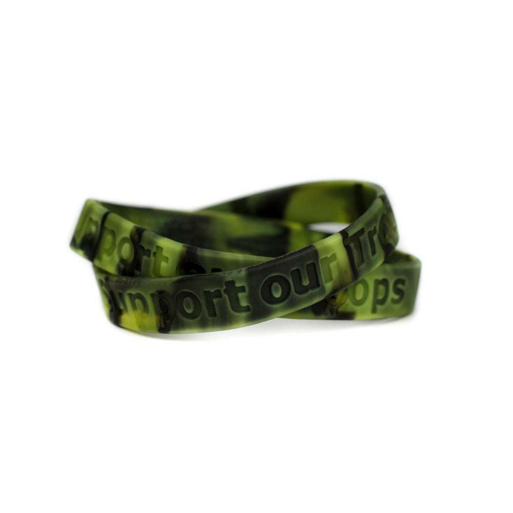 Support our Troops Rubber Bracelet Wristband - Camouflage - Adult 8" - Support Store