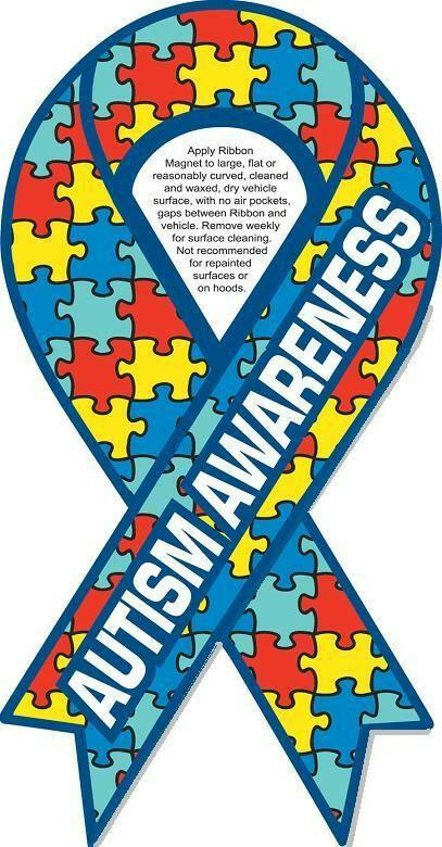 Autism Awareness Ribbon Car Magnet 4" x 8" - Support Store