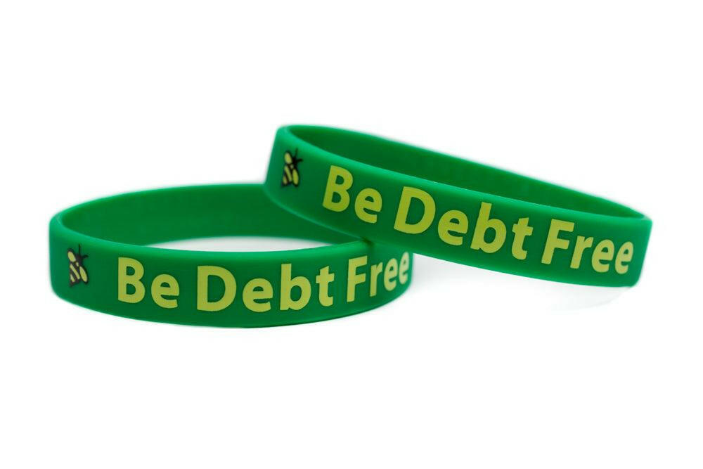 Be Debt Free Rubber Bracelet Wristband - Adult 8" - Support Store