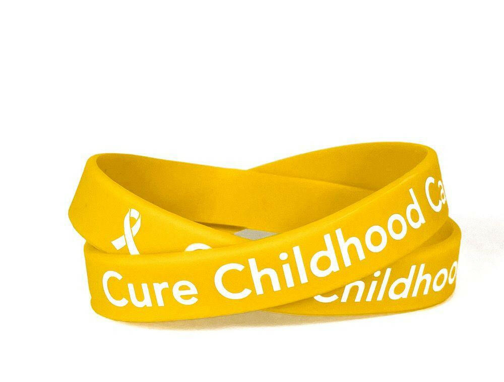 Cure Childhood Cancer Gold Rubber Wristband - Adult 8" - Support Store