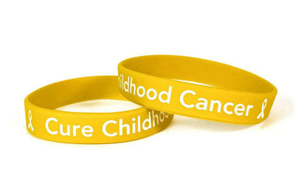 Cure Childhood Cancer Gold Rubber Wristband - Adult 8" - Support Store