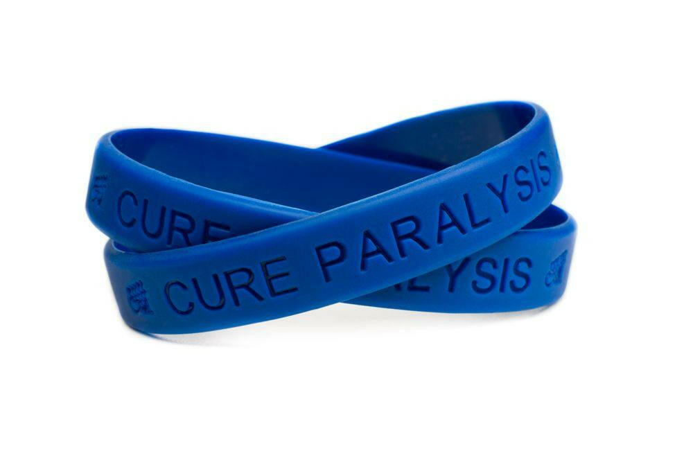 Cure Paralysis Blue Rubber Bracelet Wristband - Youth 7" - Support Store