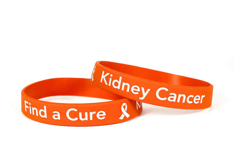 Find a Cure - Kidney Cancer orange wristband white letters - Adult 8" - Support Store