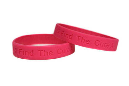 Find the Cure Hot Pink Rubber Bracelet Wristband - Adult 8" - Support Store
