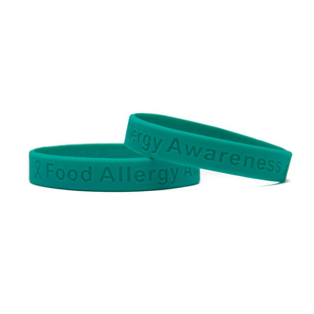 Food Allergy Awareness Teal wristband - Adult 8" - Support Store