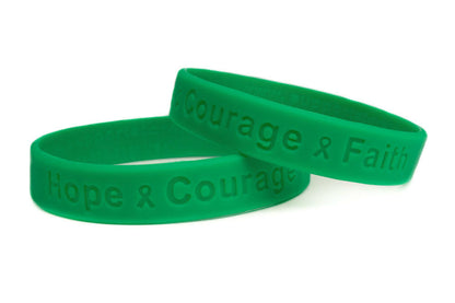 Hope Courage Faith Green Rubber Bracelet Wristband - Youth 7" - Support Store
