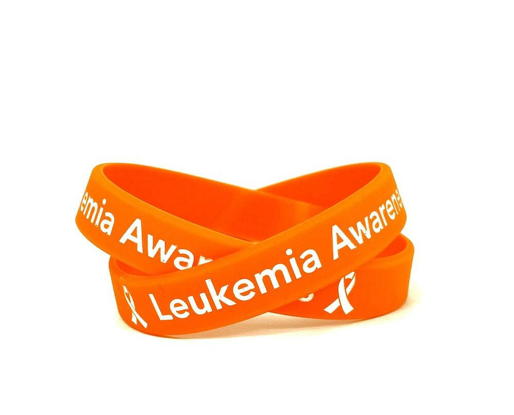 Leukemia Awareness Orange Rubber Bracelet Wristband White Letters - Adult 8" - Support Store
