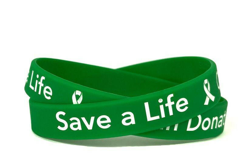 Save a Life - Organ Donation green wristband - Adult 8" - Support Store