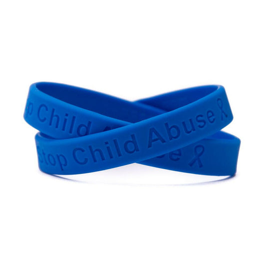 Stop Child Abuse blue wristband - Adult 8" - Support Store