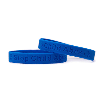 Stop Child Abuse blue wristband - Adult 8" - Support Store