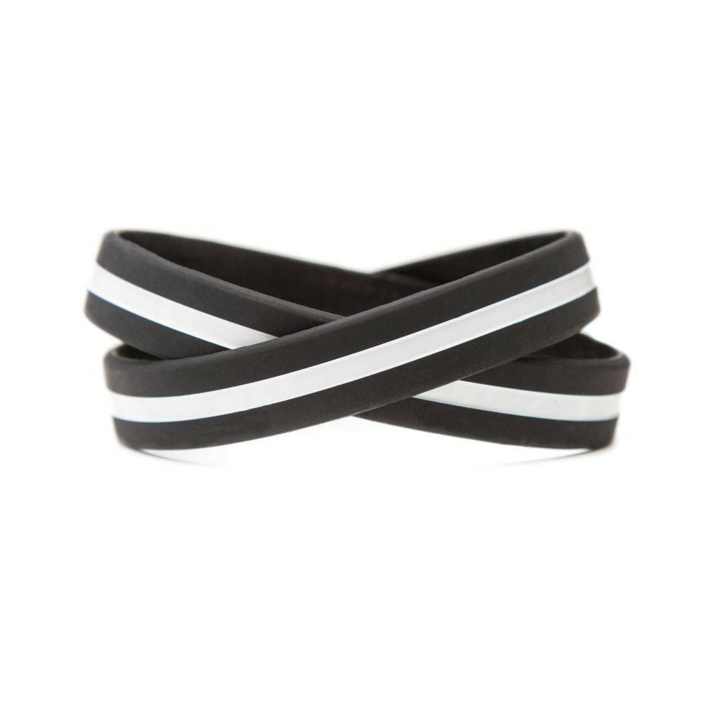 Thin White Line - Adult 8" Support Health Care Workers Black Wristband Black - Support Store