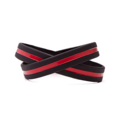 Thin Red Line - Adult 8" Support Firefighters Black Wristband - Support Store