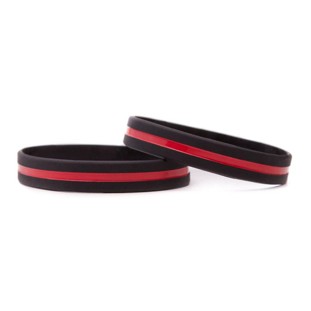 Thin Red Line - Adult 8" Support Firefighters Black Wristband - Support Store