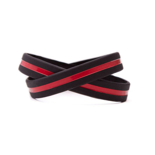 Thin Red Line - Youth 7" Support Firefighters Black Wristband - Support Store