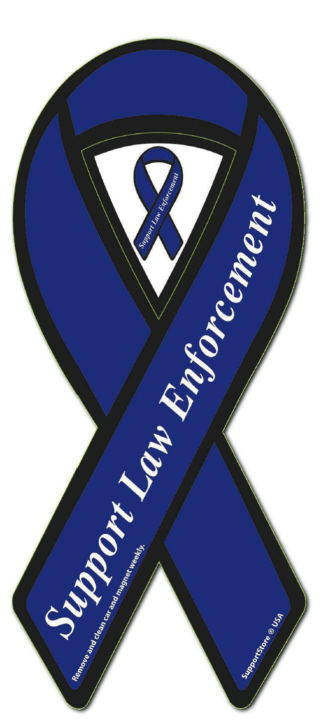 Support Law Enforcement Police Blue Ribbon Magnet - Support Store