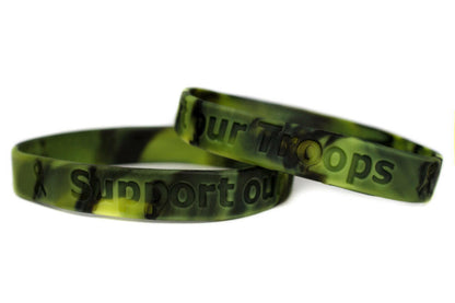 Support our Troops Rubber Bracelet Wristband - Camouflage - Adult 8" - Support Store
