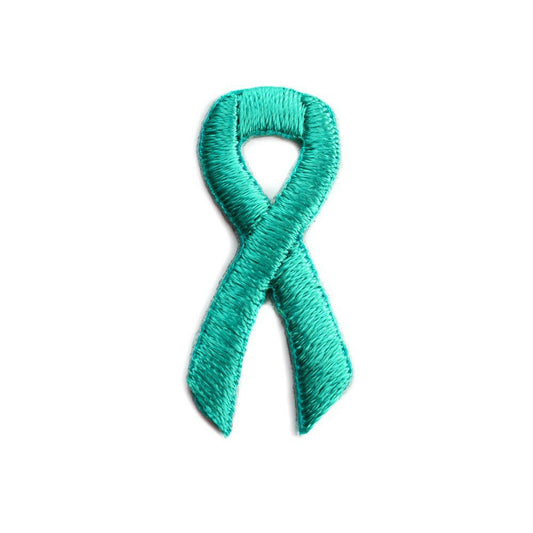 Teal Ribbon Embroidered Stick-ons - 25-pack - Support Store