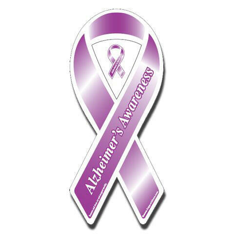 "Alzheimer's Awareness" Purple Ribbon Magnet - Support Store