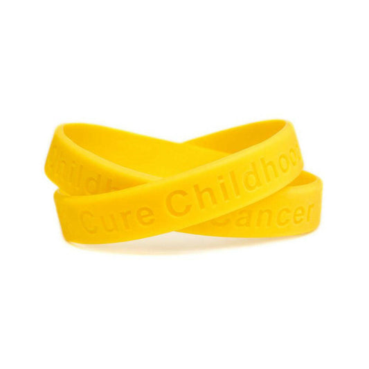 Cure Childhood Cancer Gold Rubber Wristband - Youth 7" - Support Store
