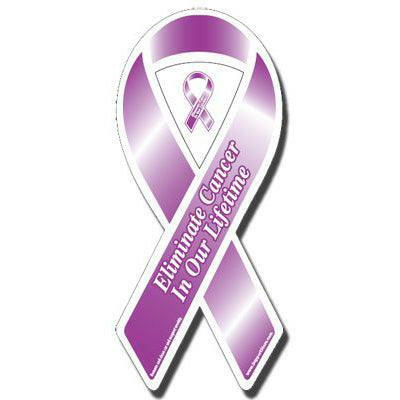 Eliminate Cancer in Our Lifetime Purple Ribbon Car Magnet - Support Store