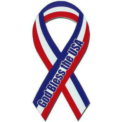 God Bless the USA Ribbon Car Magnet - Support Store