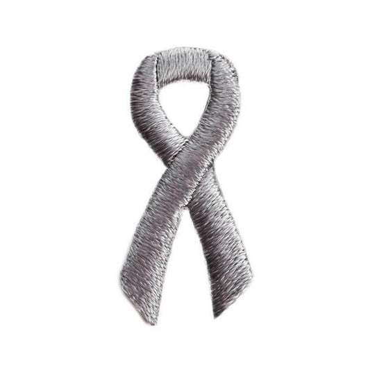 Grey Ribbon Embroidered Stick-ons - 25-pack - Support Store