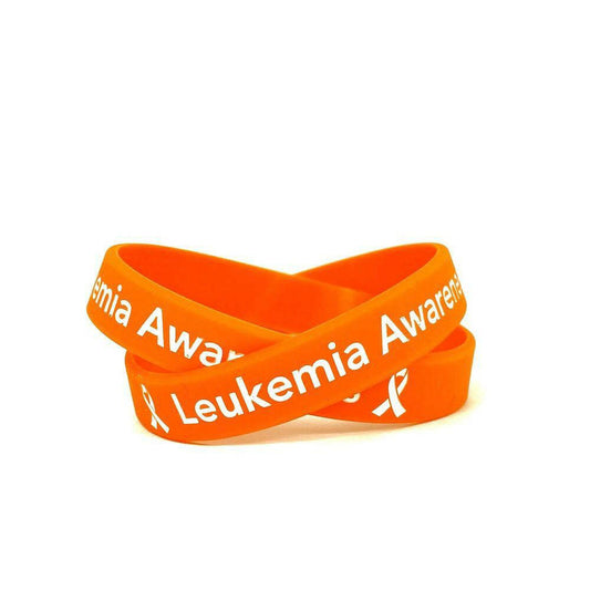 Leukemia Awareness Orange Rubber Bracelet Wristband White Letters - Adult 8" - Support Store