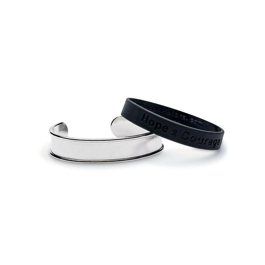 Matte Silver Metal Rubber Wristband Bangle - Unisex - Support Store
