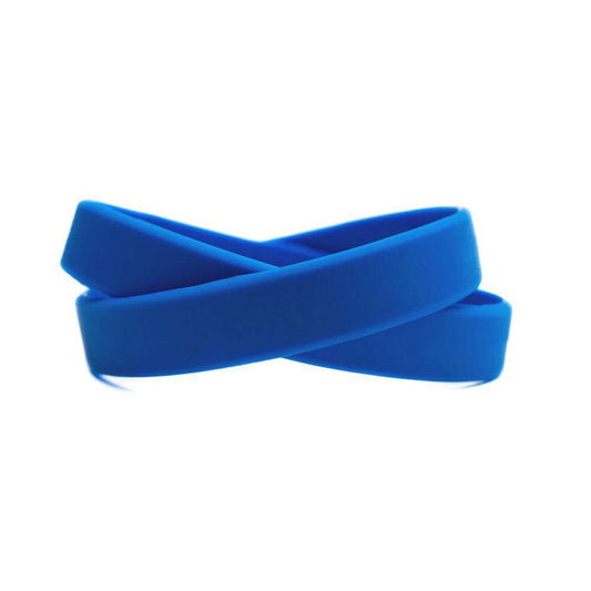 Solid color blue - blank rubber wristband - Adult 8" - Support Store