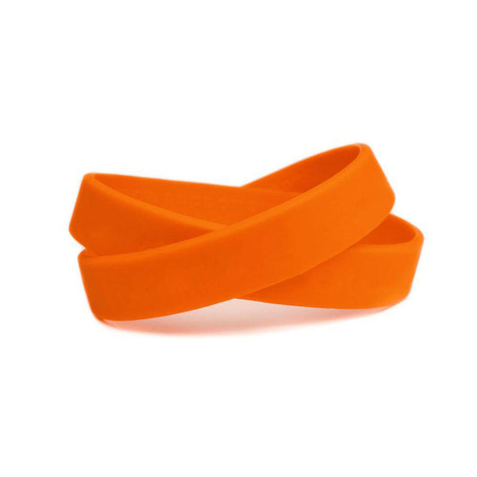 Solid color orange - blank rubber wristband - Adult 8" - Support Store