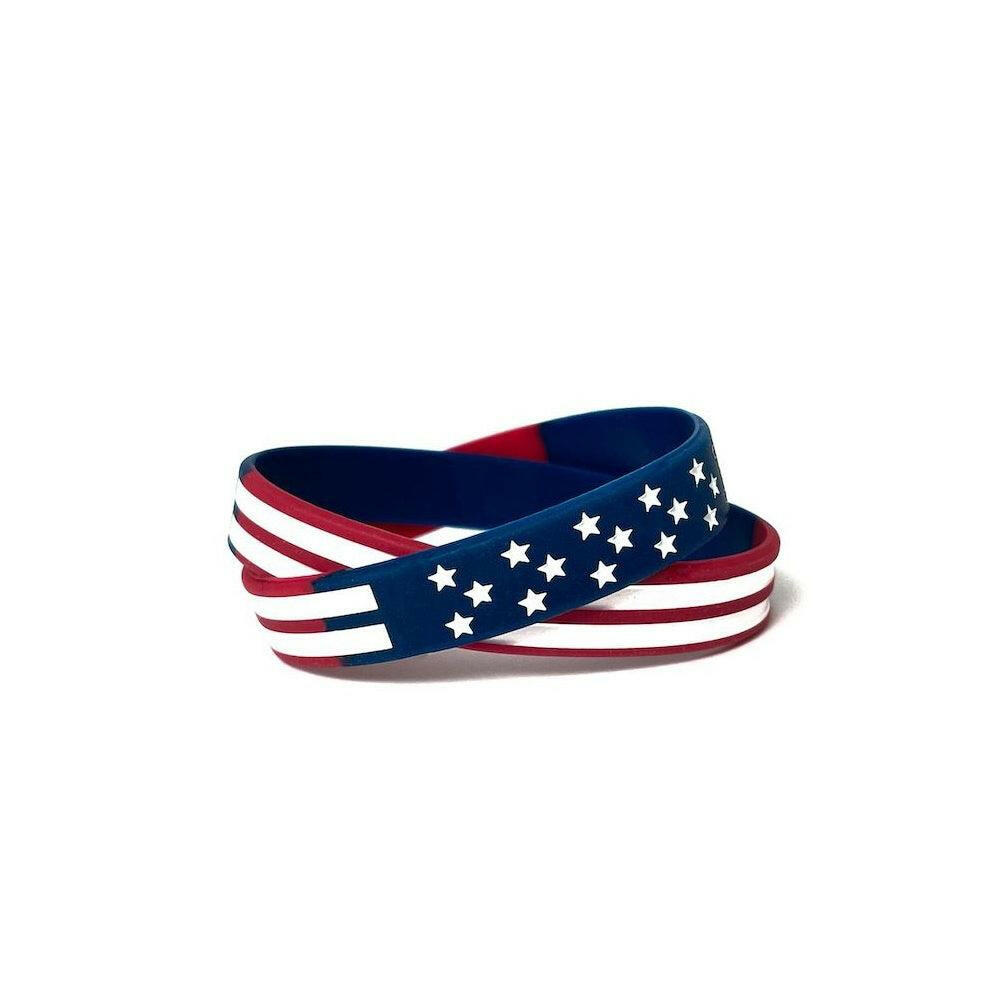 Stars and Stripes American Flag Rubber Bracelet Wristband - Youth 7" - Support Store