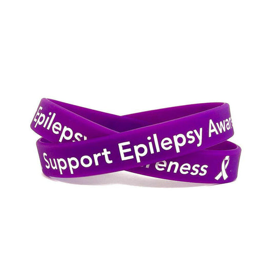Support Epilepsy Awareness Purple Wristband - Adult 8" White Fill - Support Store