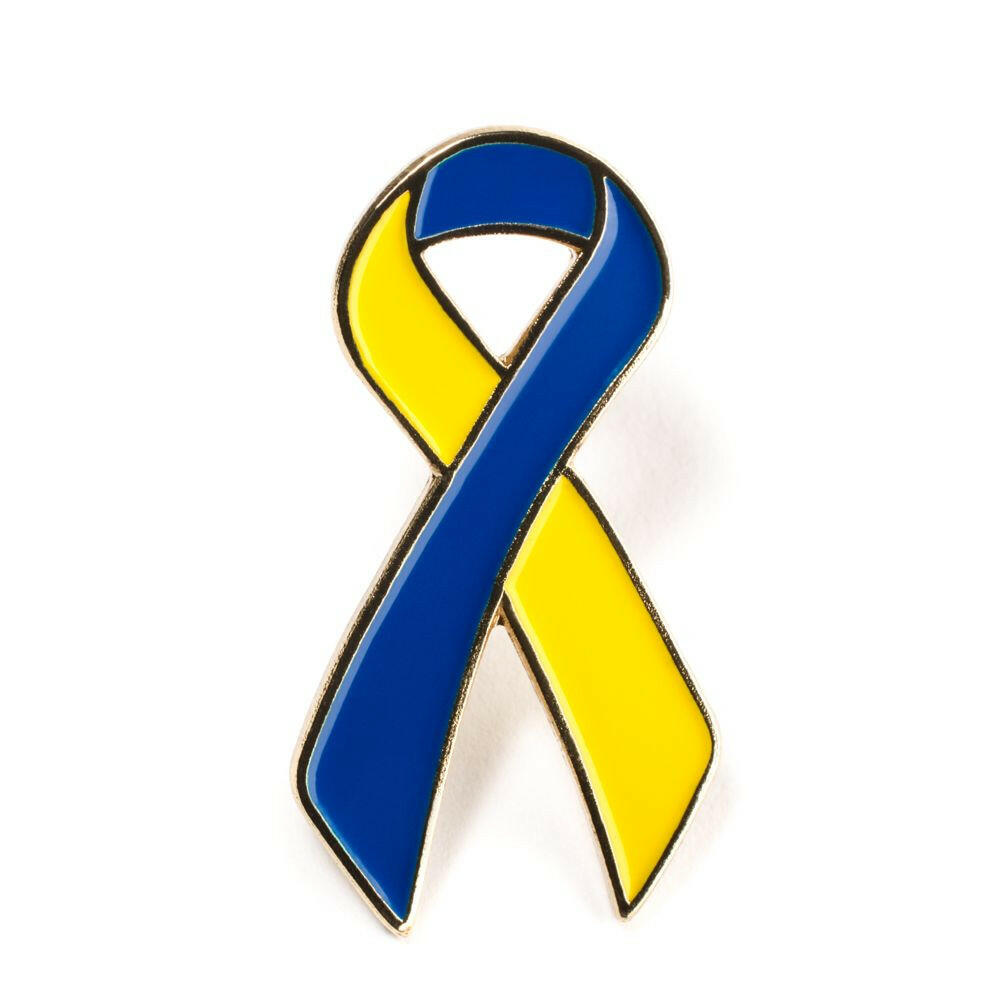 Blue and Yellow Awareness Ribbon Lapel Pin - Order Now – Support Store