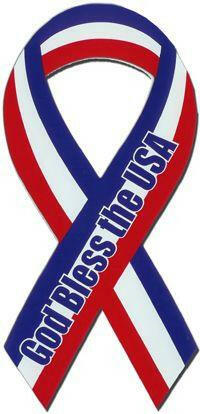 God Bless the USA Ribbon Car Magnet - Support Store