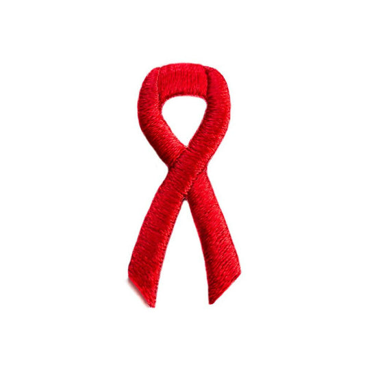 Red Ribbon Embroidered Stick-ons - 25-pack - Support Store
