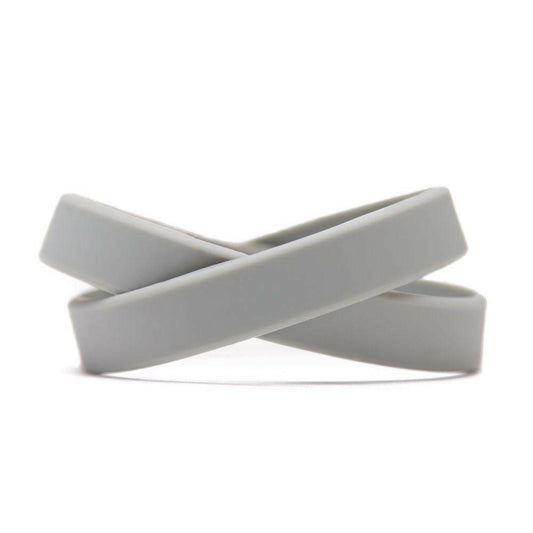 Solid color grey - blank rubber wristband - Adult 8" - Support Store
