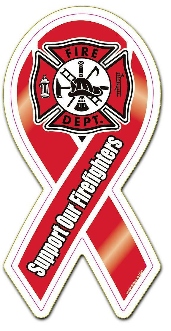 Support Firefighters Ribbon Decal